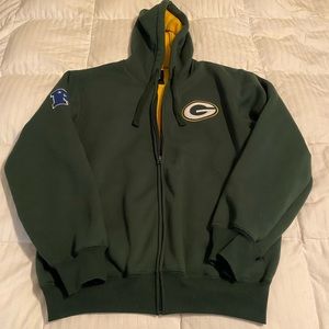 NWOT NFL Green Bay Packers Heavyweight Sherpa Lined Zip Up Jacket With Hood